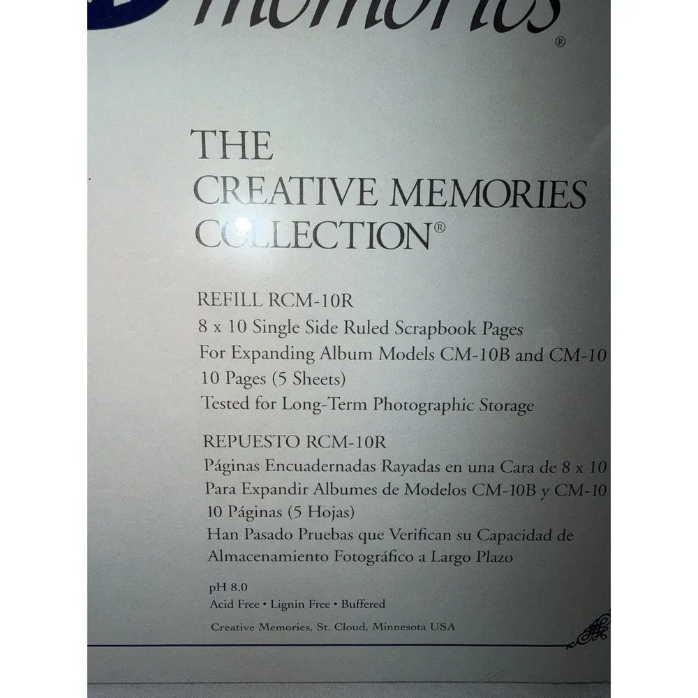 New Creative Memories 8x10 Single Side Ruled Scrapbook pages 5 sheets 10 pages